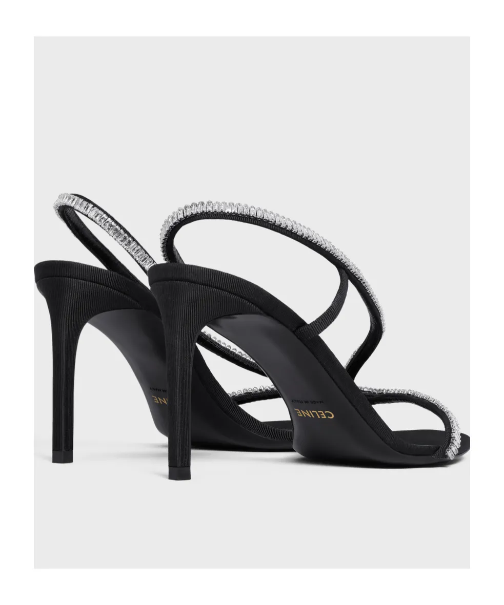 Soir Cross-Over Sandal In Gros Grain With Strass