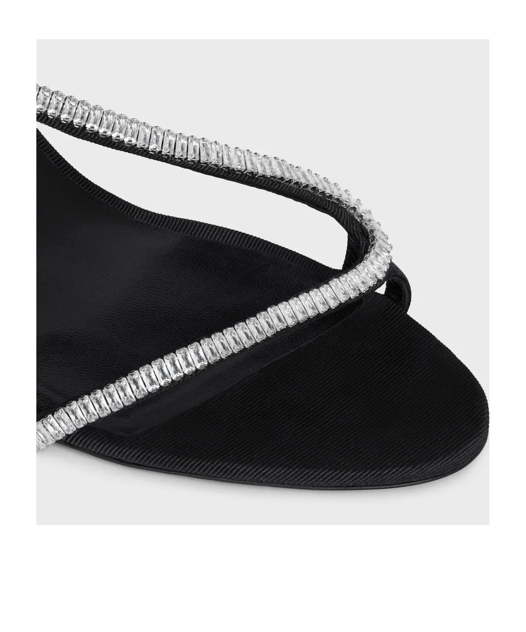 Soir Cross-Over Sandal In Gros Grain With Strass