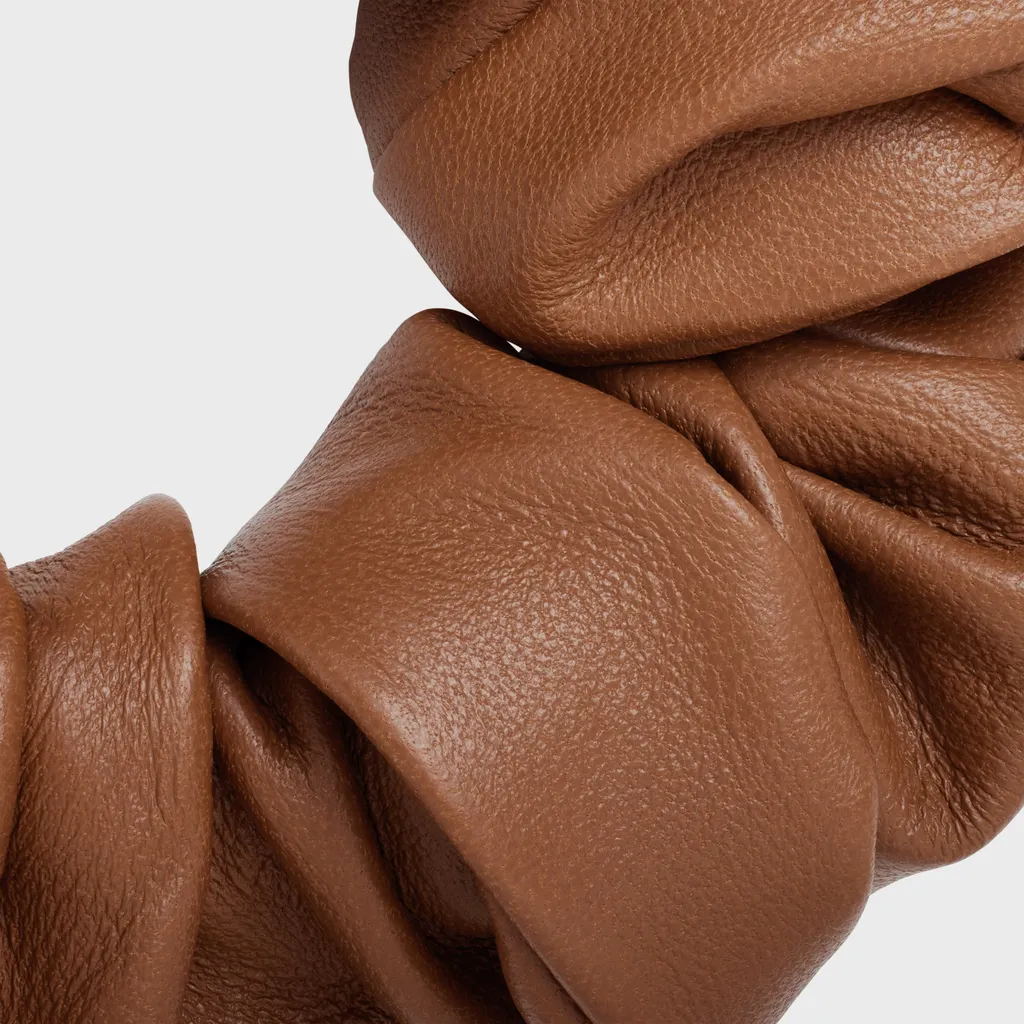 Scrunchy Leather In Brass With Gold Finish