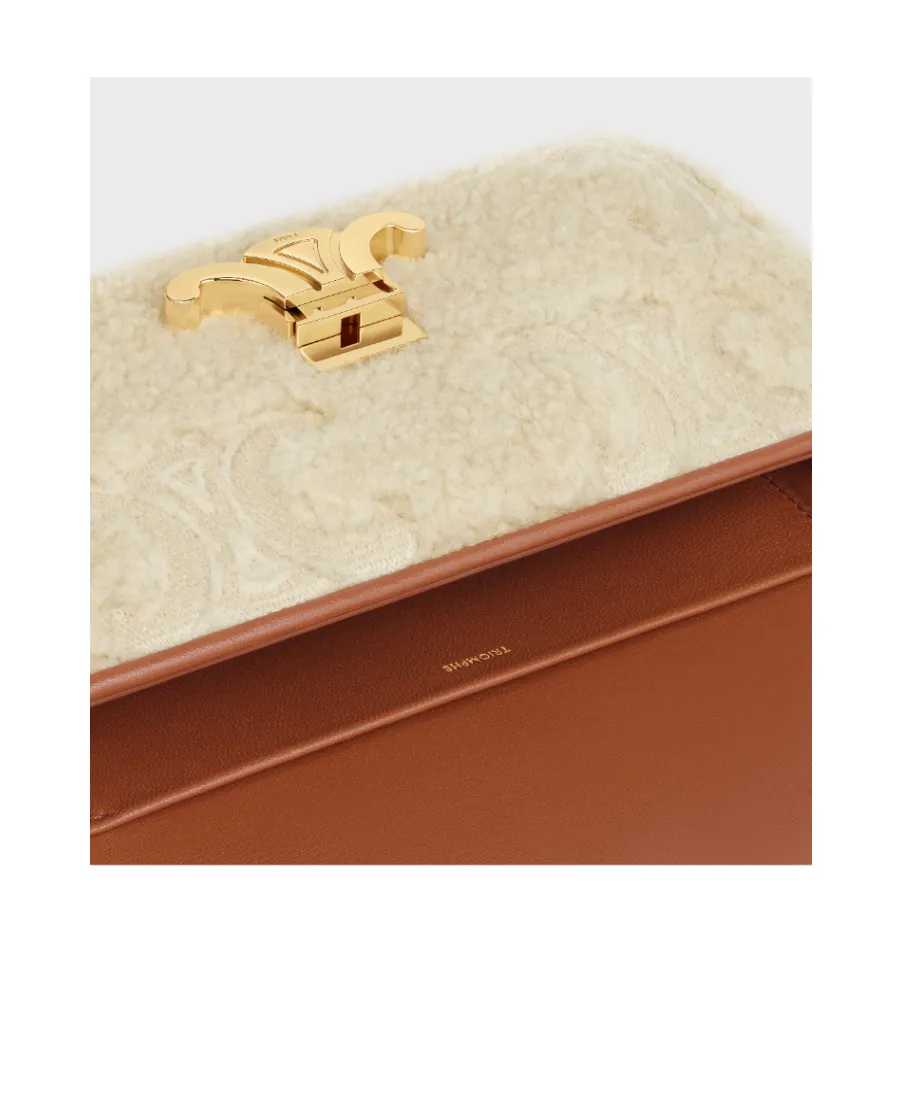 Shoulder Bag Claude In Shearling With Triomphe Embroideries