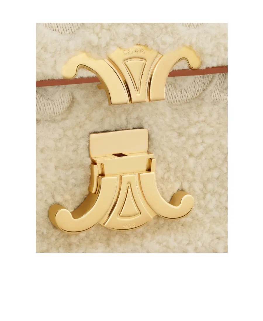 Shoulder Bag Claude In Shearling With Triomphe Embroideries