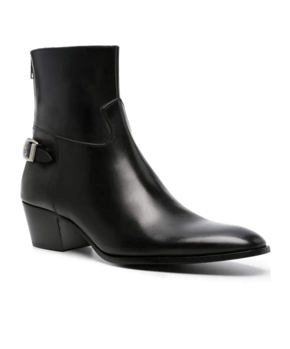 Zipped Isaac Boot In Shiny Calfskin
