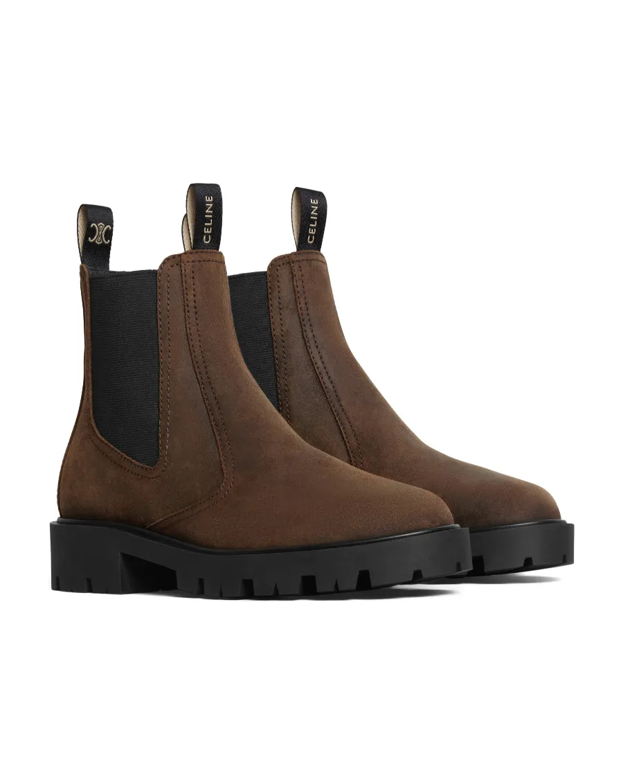 Margaret Chelsea Boot In Waxed Suede Calfskin