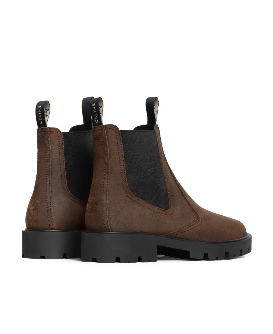 Margaret Chelsea Boot In Waxed Suede Calfskin