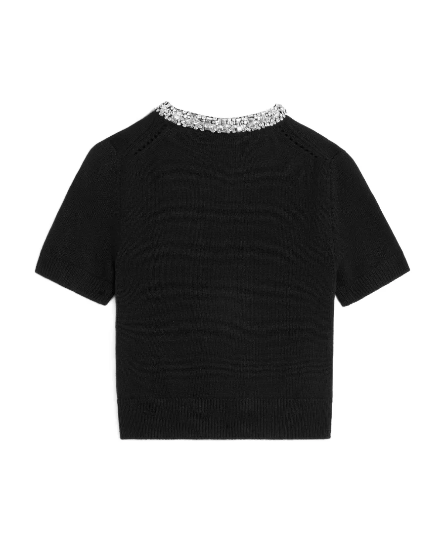 Embroidered Cropped Cardigan In Cashmere