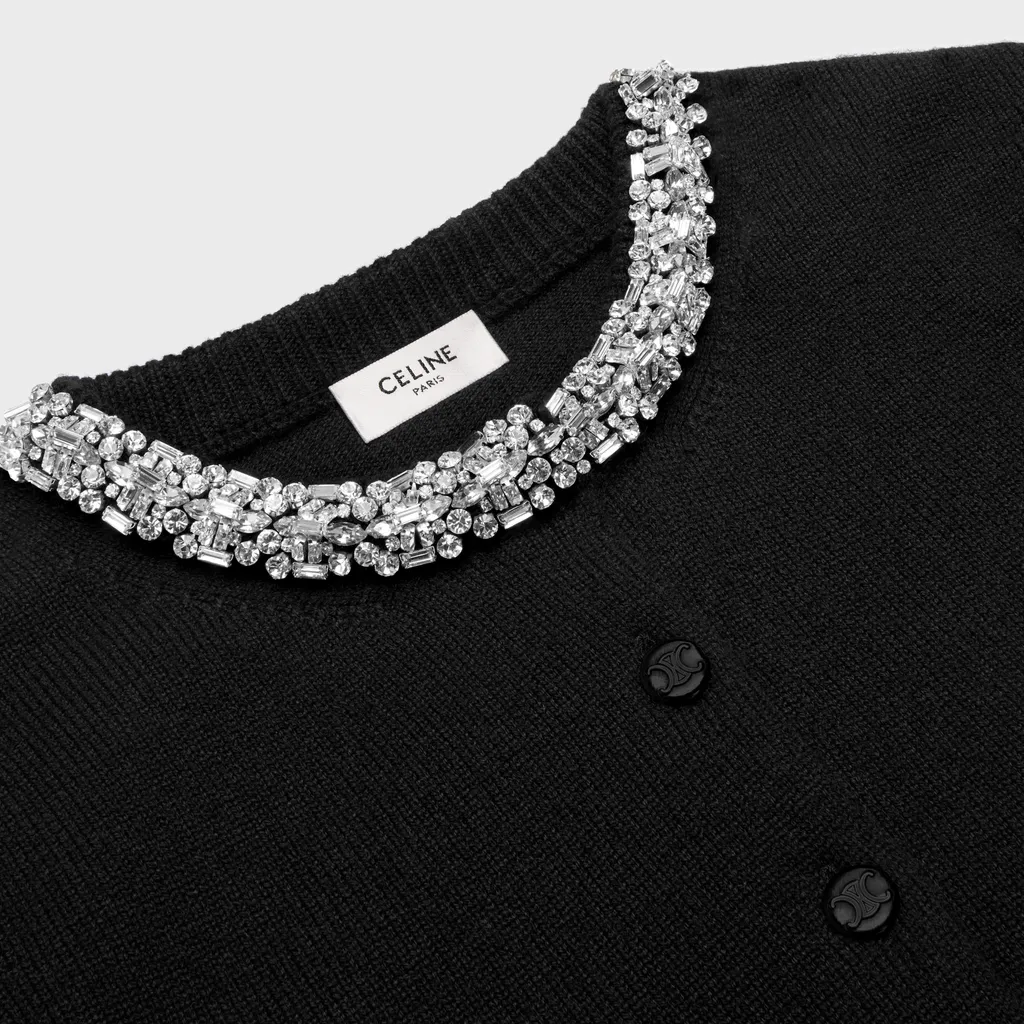Embroidered Cropped Cardigan In Cashmere