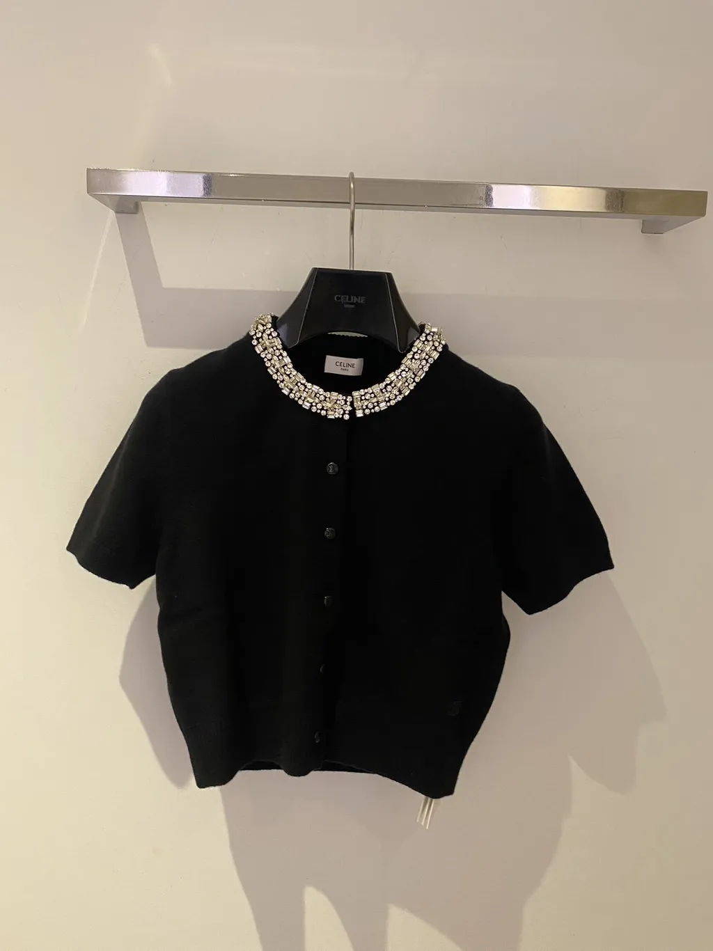 Embroidered Cropped Cardigan In Cashmere