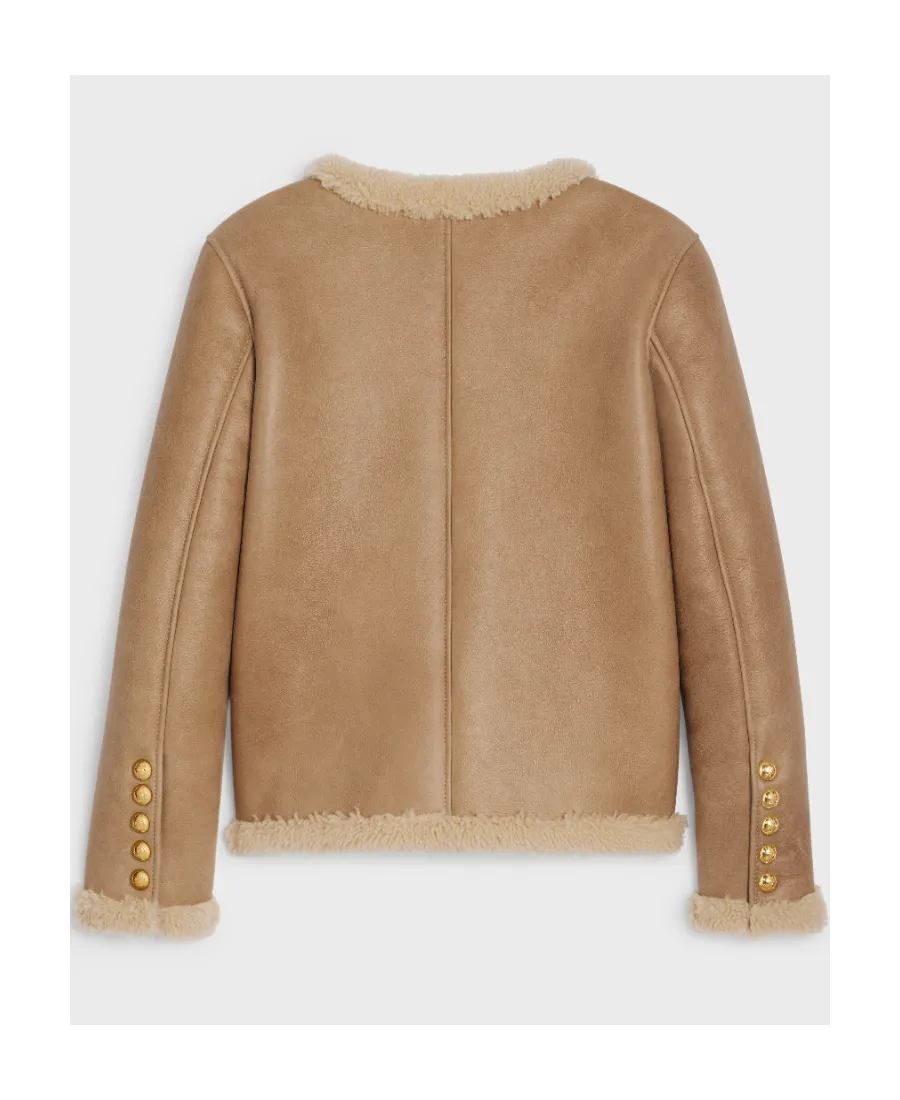 Cardigan Jacket In Curly Shearling Lambskin