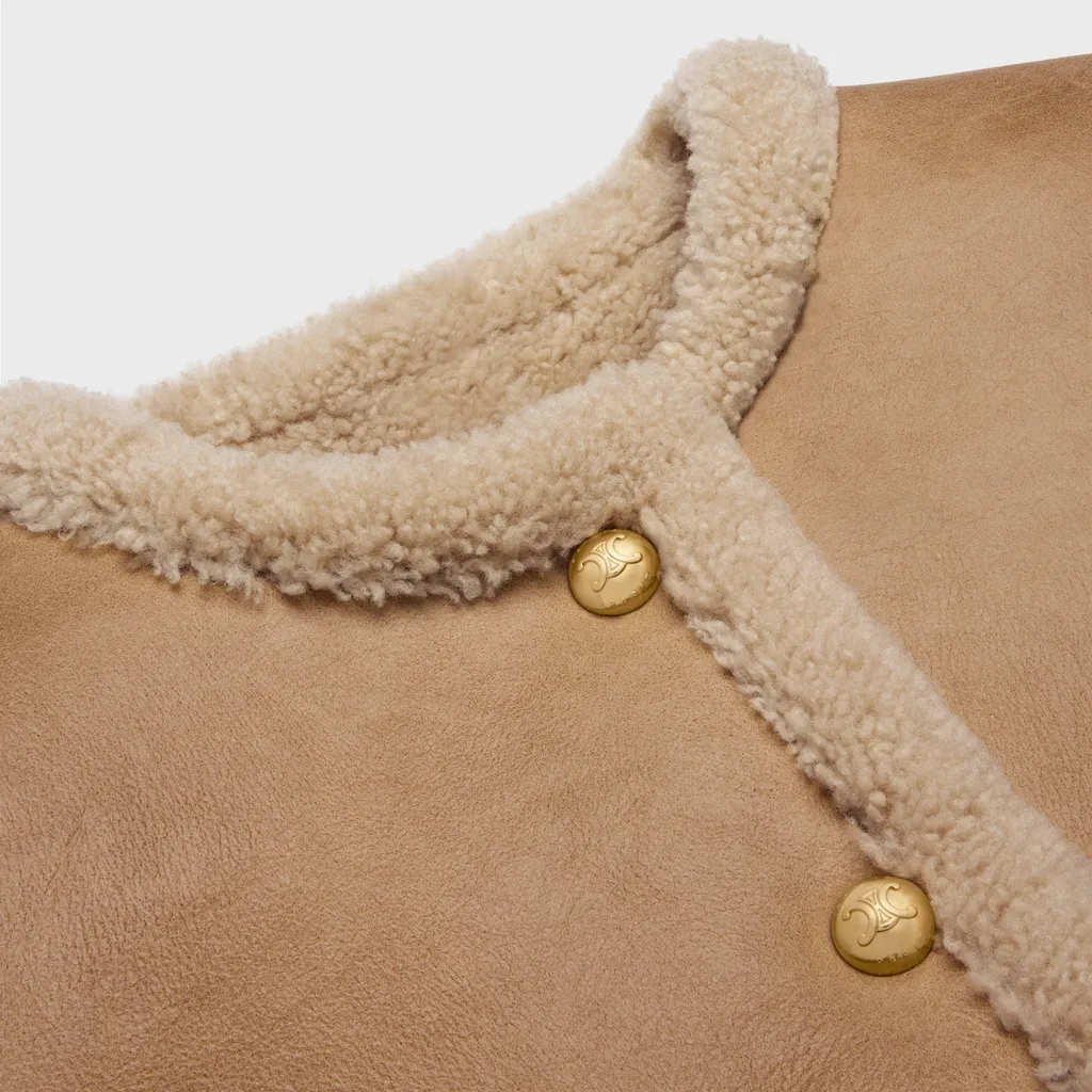 Cardigan Jacket In Curly Shearling Lambskin