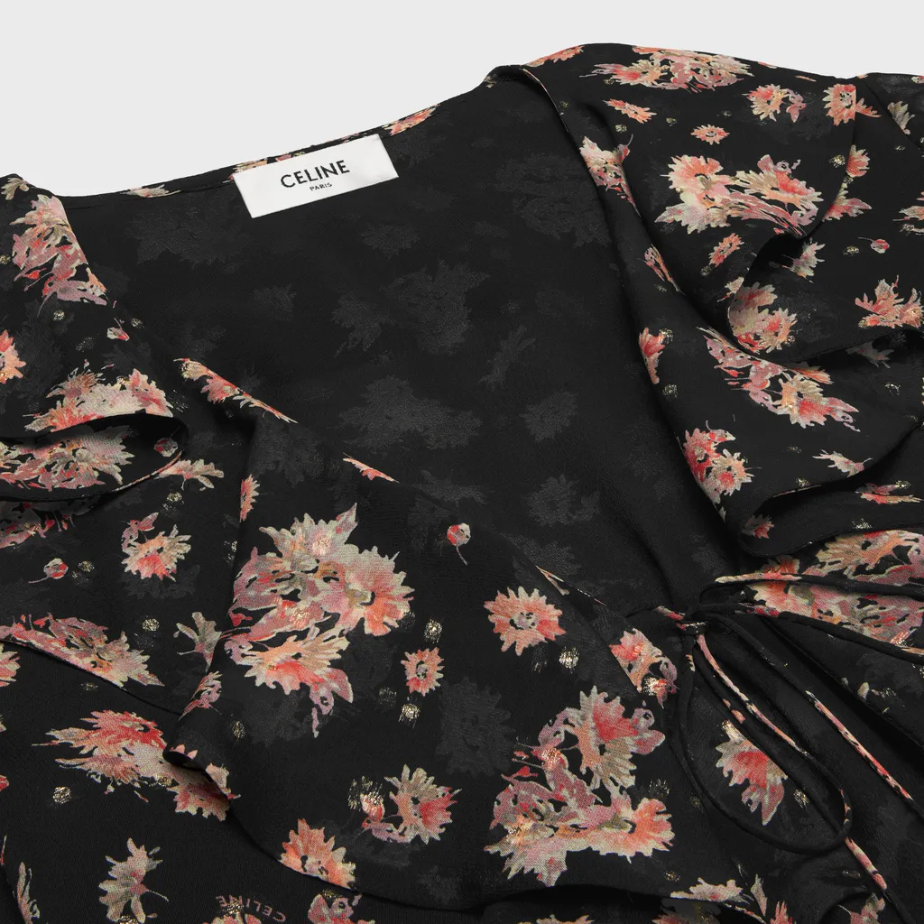 Jabot Dress In Silk Georgette