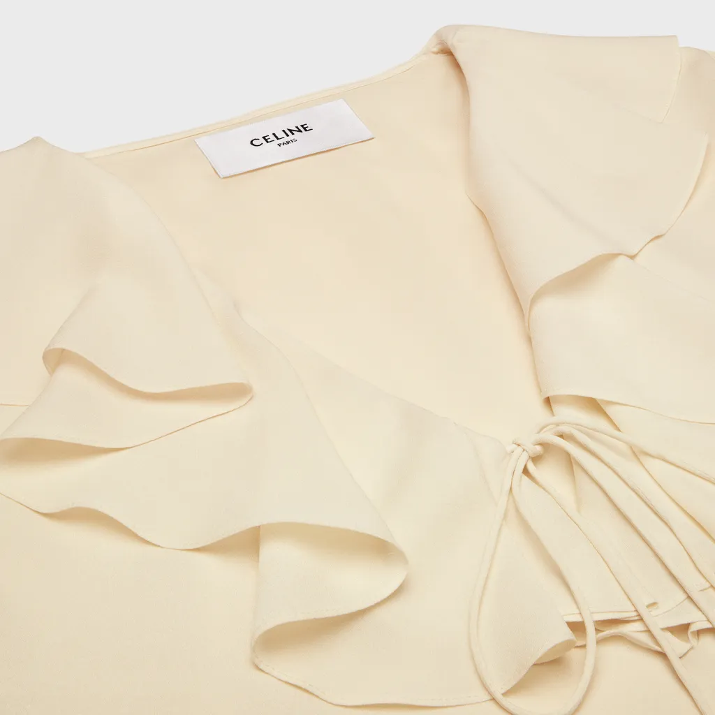 Jabot Dress In Lightweight Silk Sablé