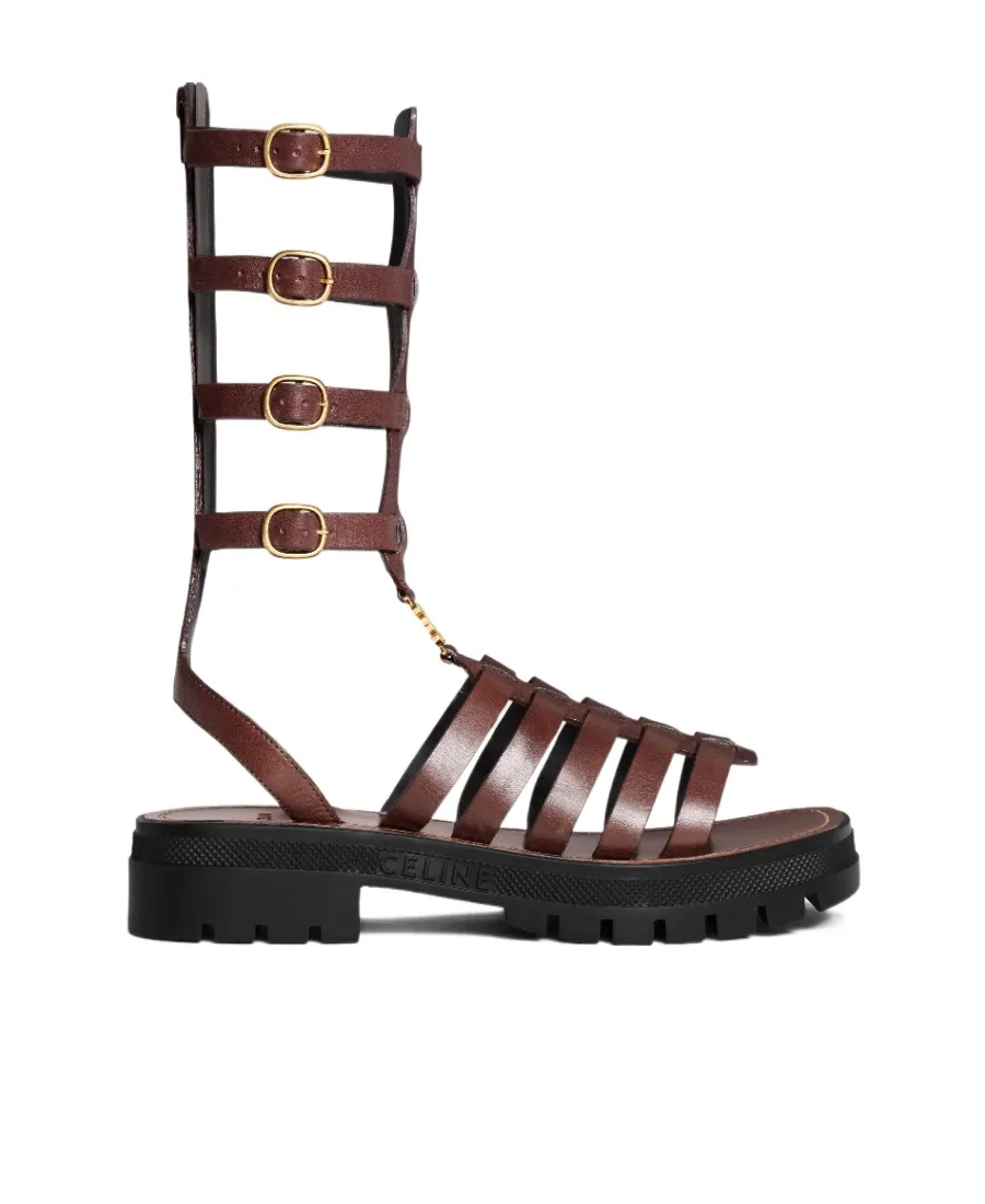 Clea Triomphe Gladiator Mid Sandal In Calfskin