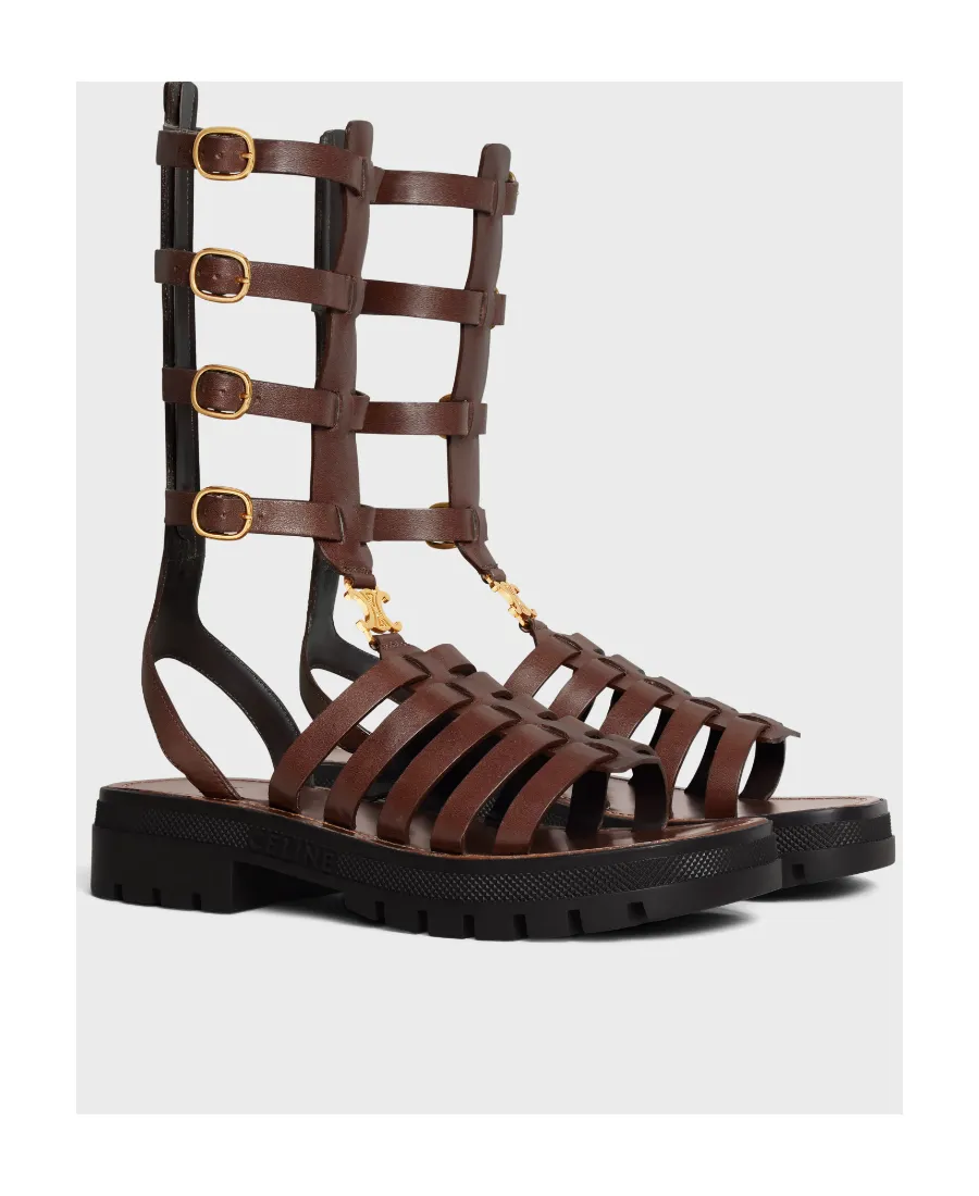 Clea Triomphe Gladiator Mid Sandal In Calfskin