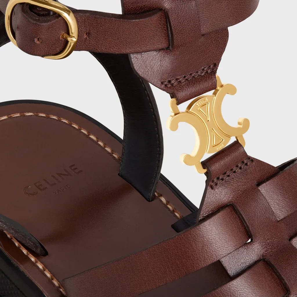 Clea Triomphe Gladiator Mid Sandal In Calfskin