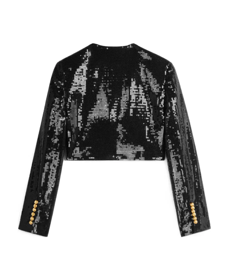 Embroidered Bolero In Wool Gabardine
