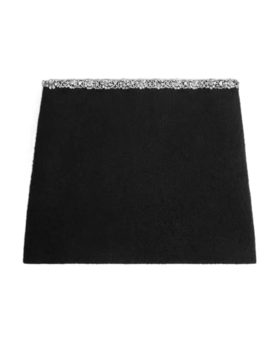 Mini Skirt With Embroidered Galloon In Tweed