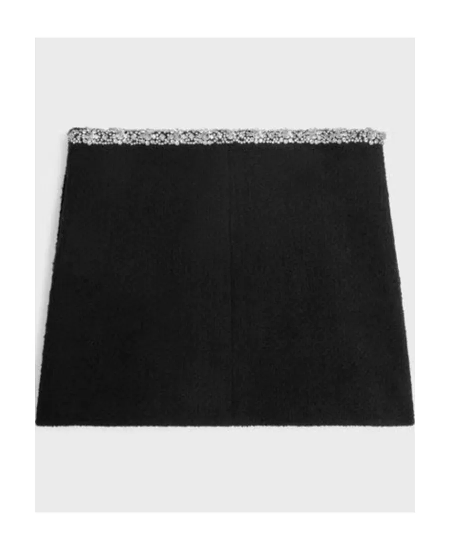 Mini Skirt With Embroidered Galloon In Tweed