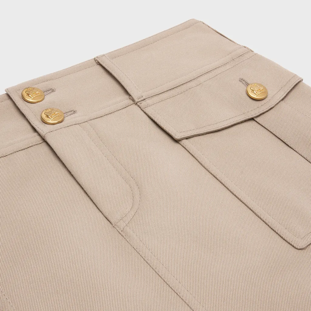 Military Trapeze Skirt In Diagonal Wool