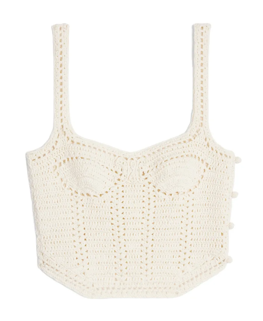 Bustier Tank Top In Crocheted Cotton