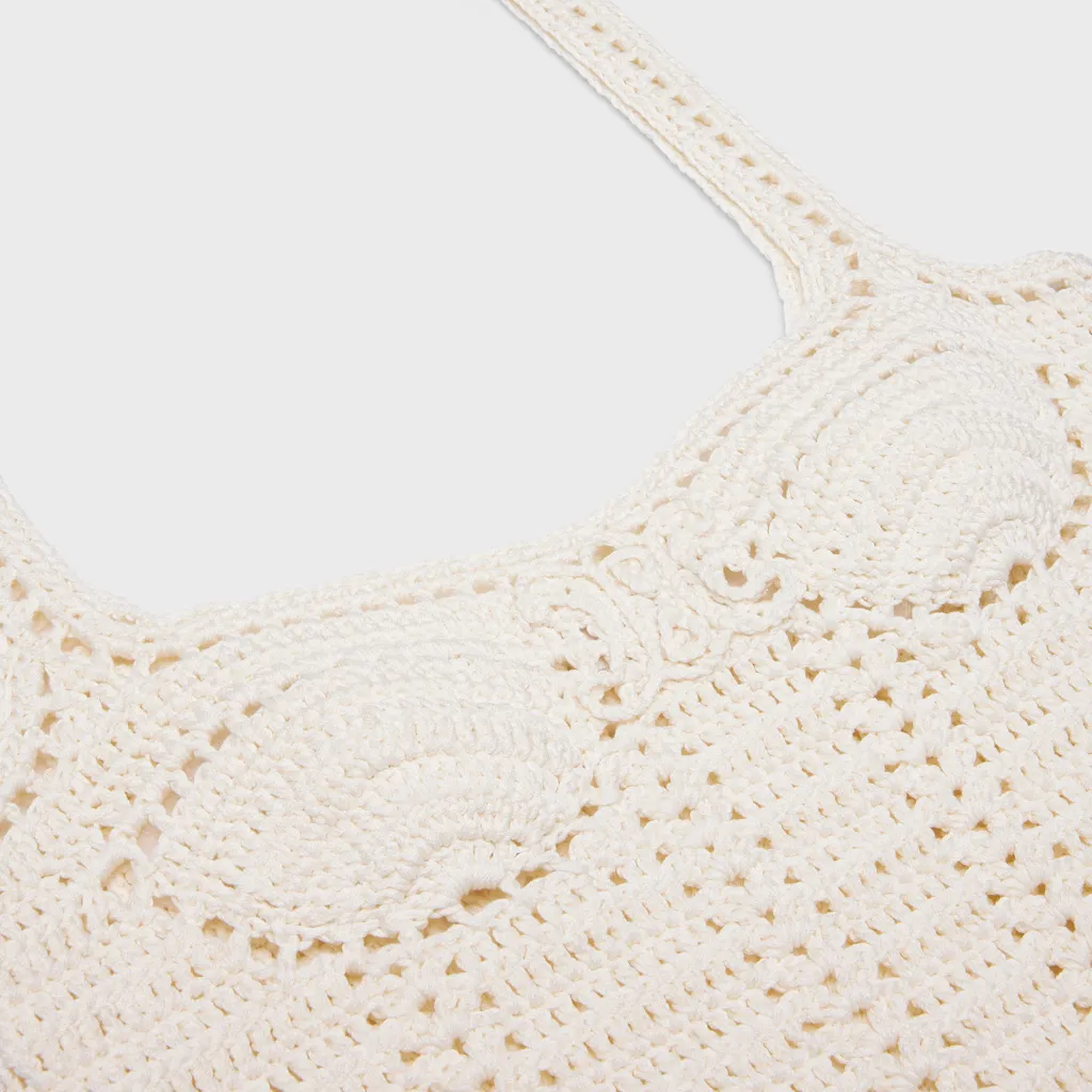 Bustier Tank Top In Crocheted Cotton