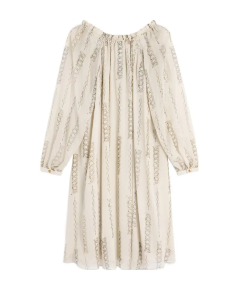 Short Folk Dress In Silk Georgette