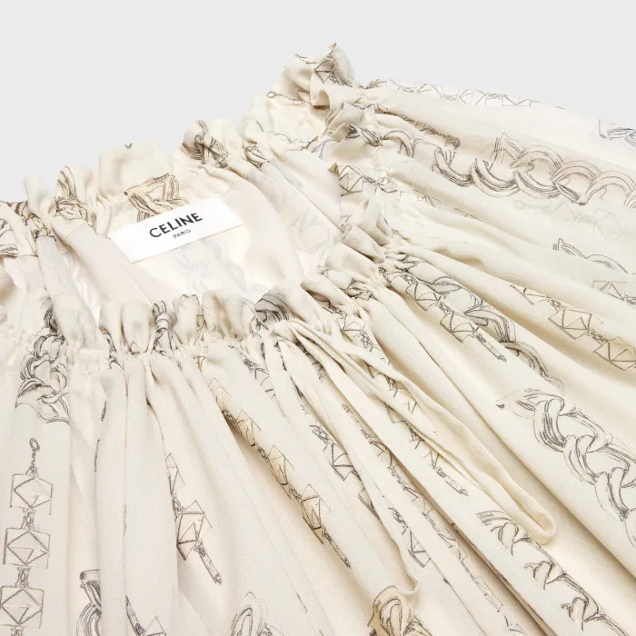Short Folk Dress In Silk Georgette