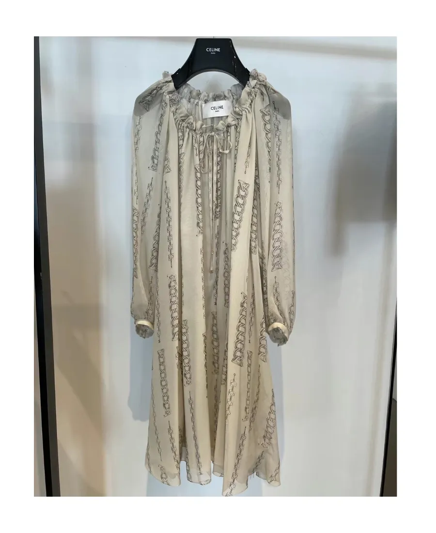 Short Folk Dress In Silk Georgette