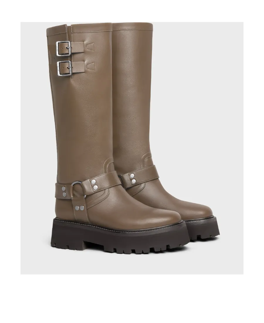 Bulky Biker High Boot In Calfskin