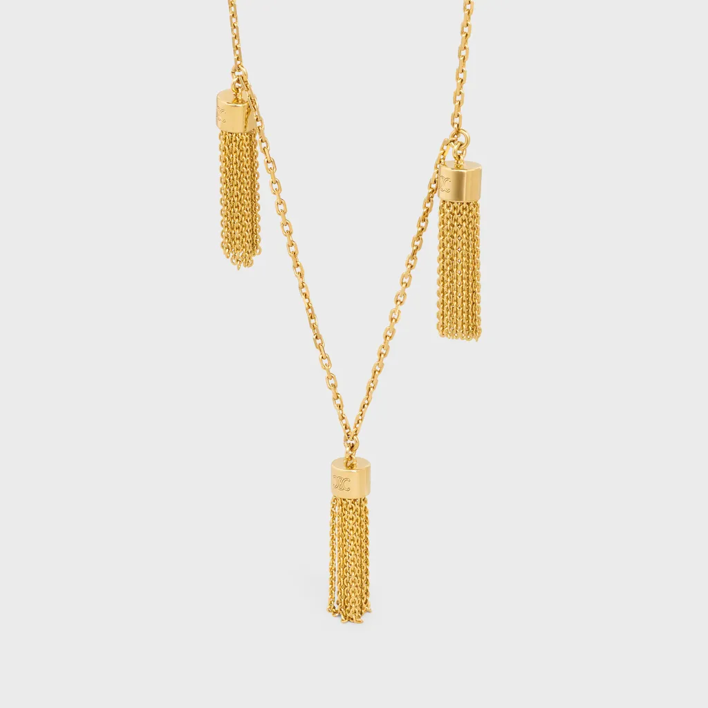 Triomphe Folk Pompons Sautoir In Brass With Gold Finish