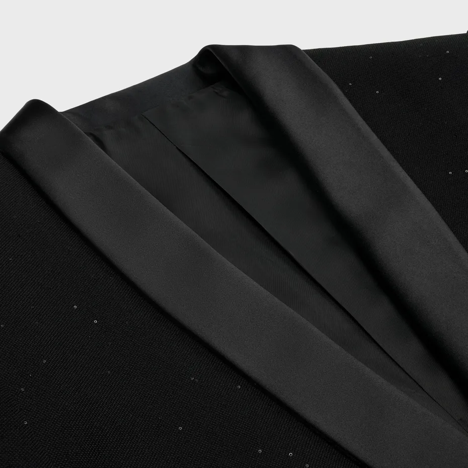 Jude Tux Jacket In Sequined Grain De Poudre