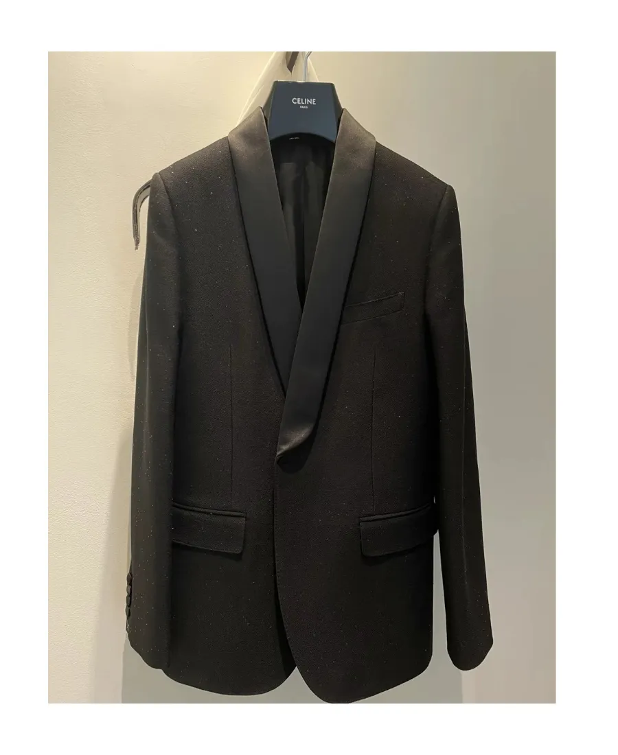 Jude Tux Jacket In Sequined Grain De Poudre