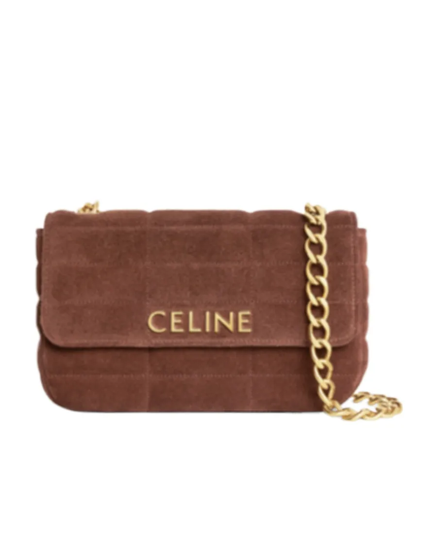 Chain Shoulder Bag Matelasse Monochrome In Suede Calfskin