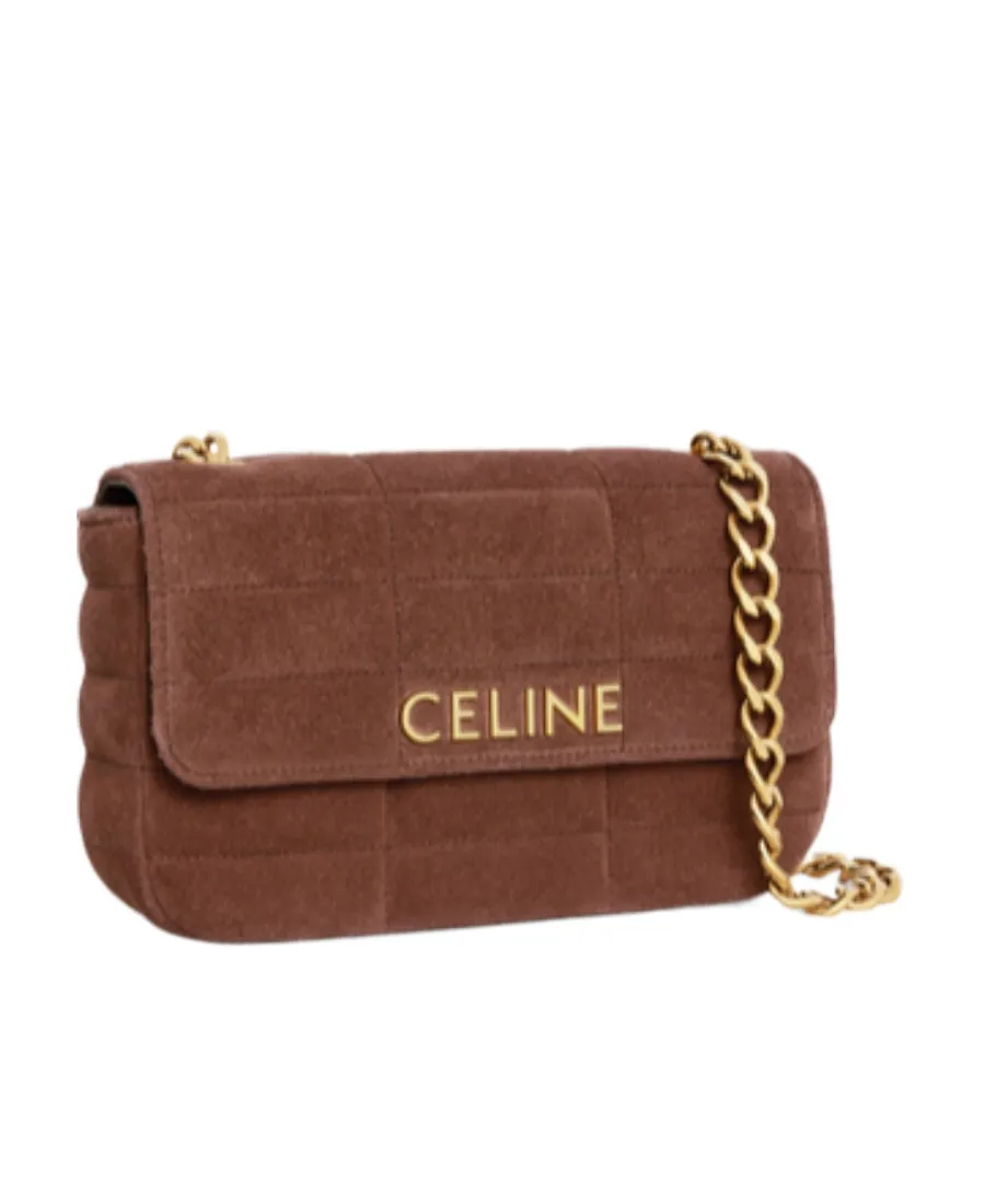 Chain Shoulder Bag Matelasse Monochrome In Suede Calfskin