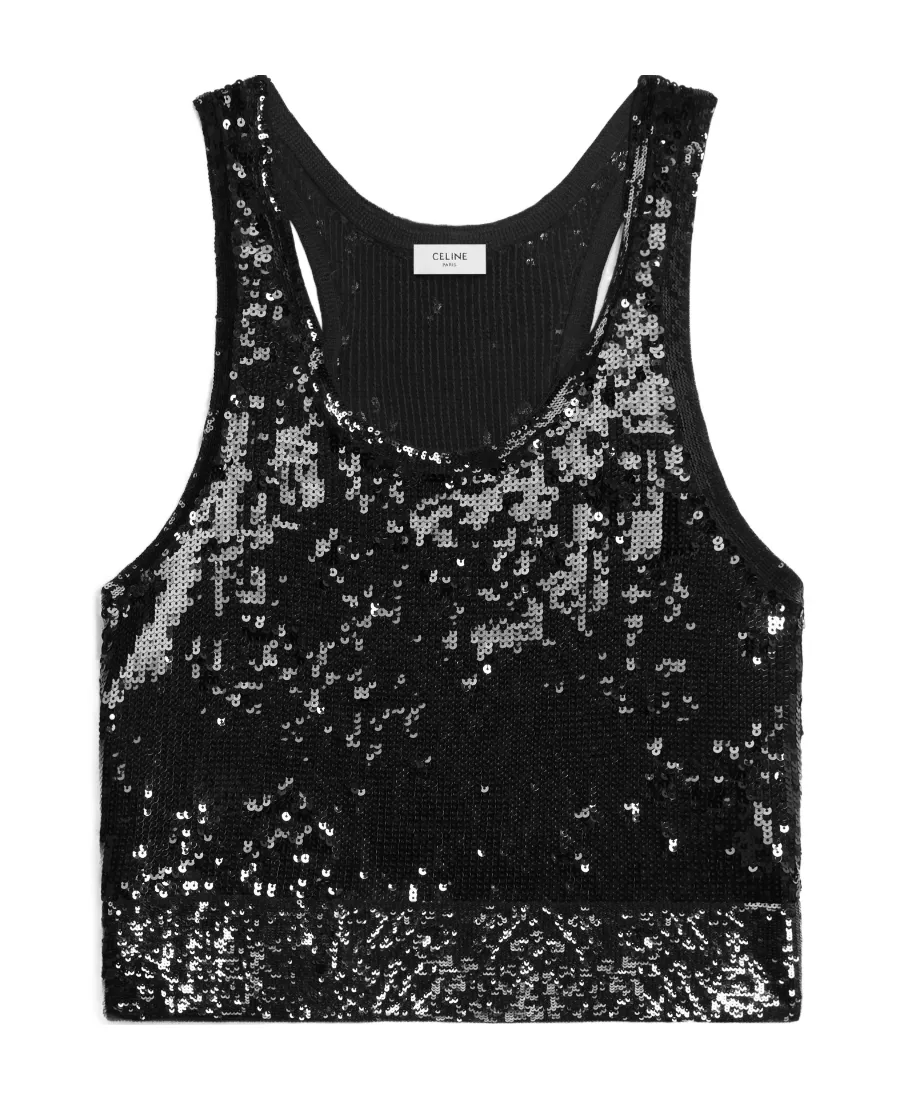 Embroidered Tank Top In Silk