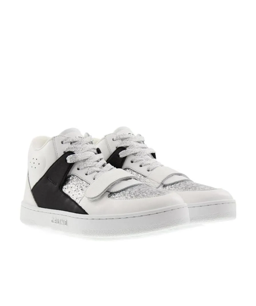 Ct-02 Mid Sneaker With Scratch In Calfskin & Patent Glitter