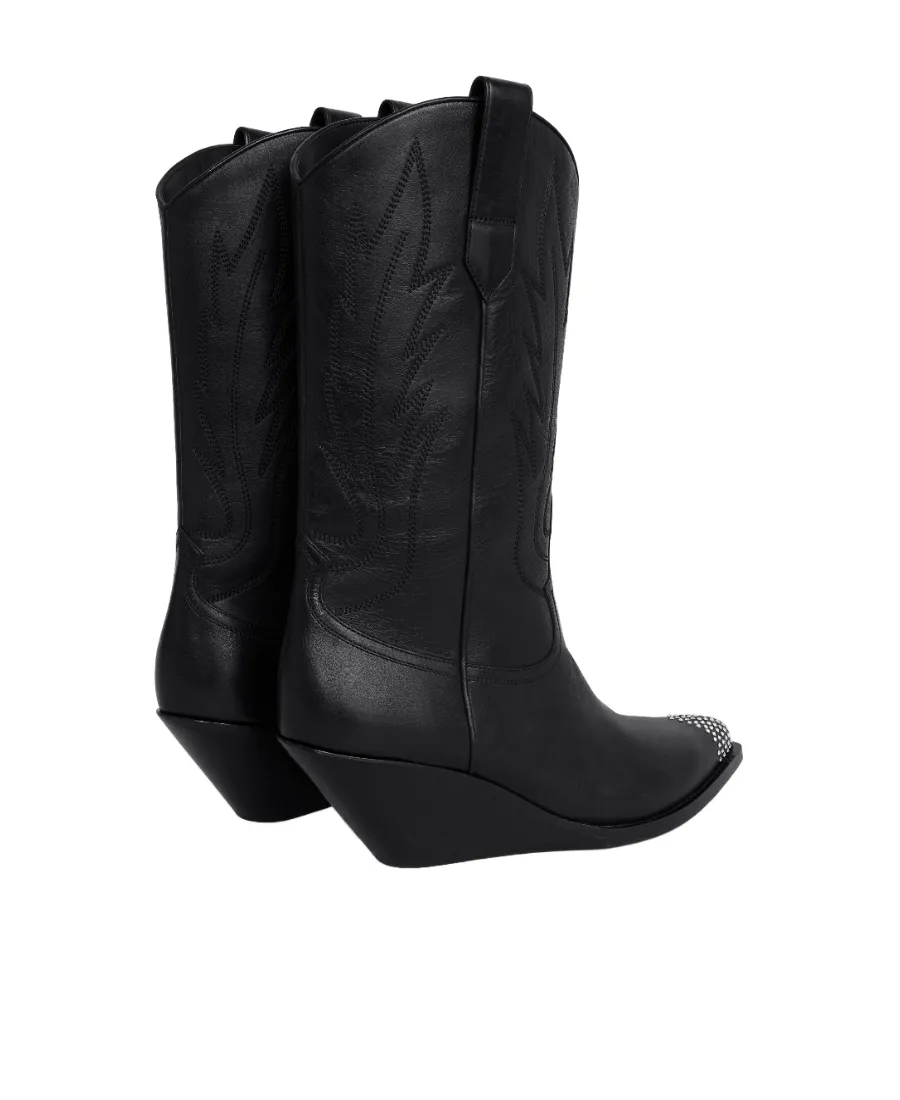 Moon High Boots With Strassed Toe Cap In Calfskin
