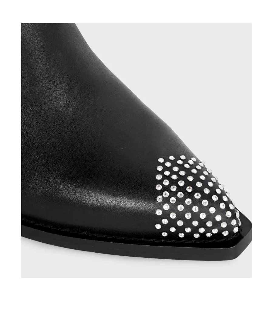 Moon High Boots With Strassed Toe Cap In Calfskin