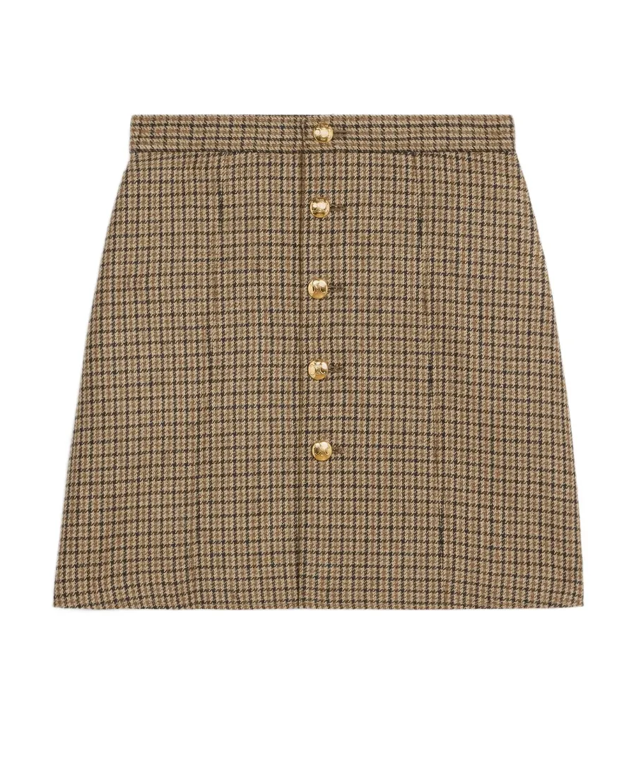 Short Skirt In Checked Wool