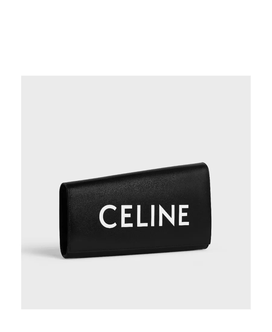 Asymmetric Clutch In Shiny Calfskin With Celine Print