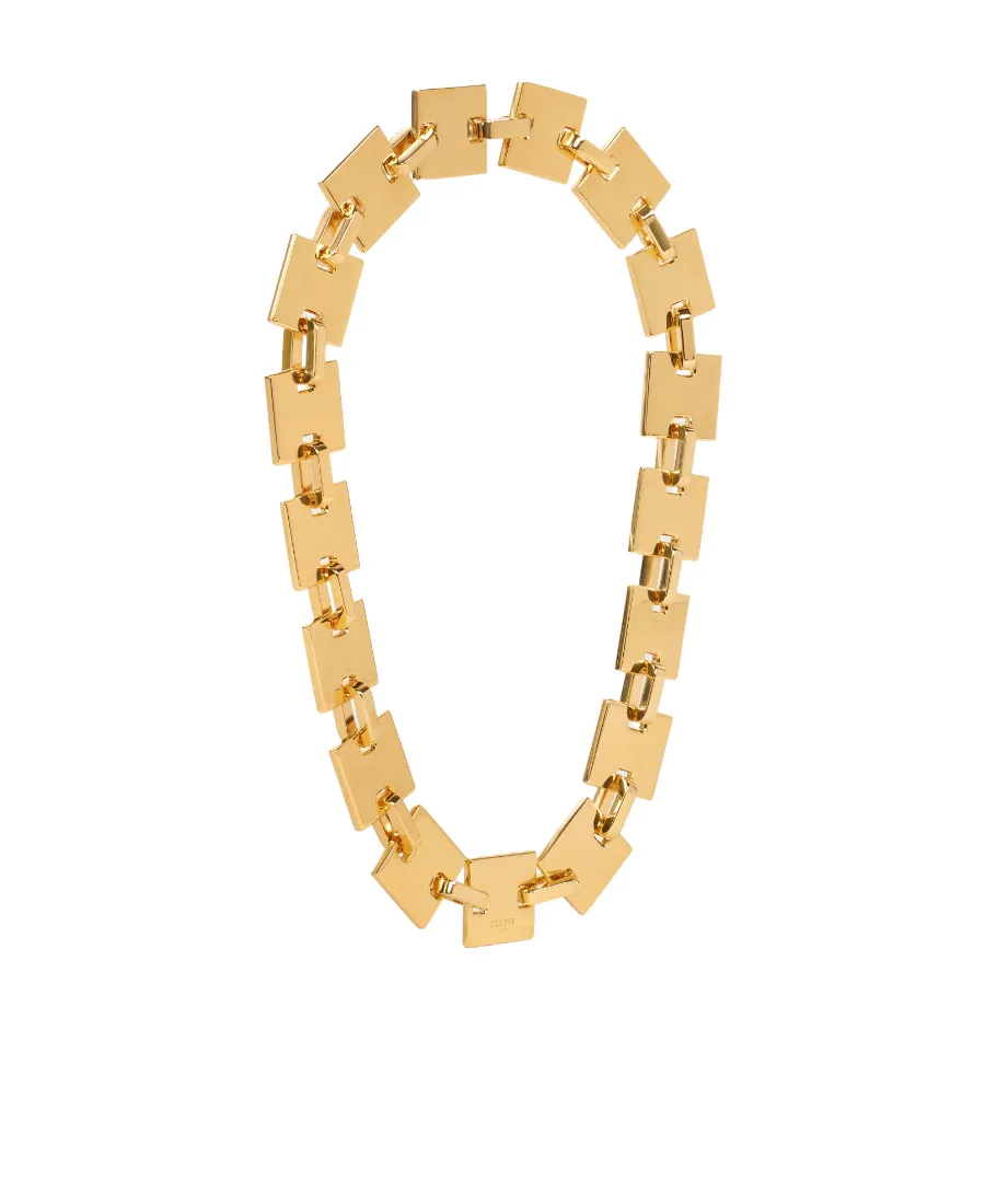 Square Necklace In Brass With Gold Finish