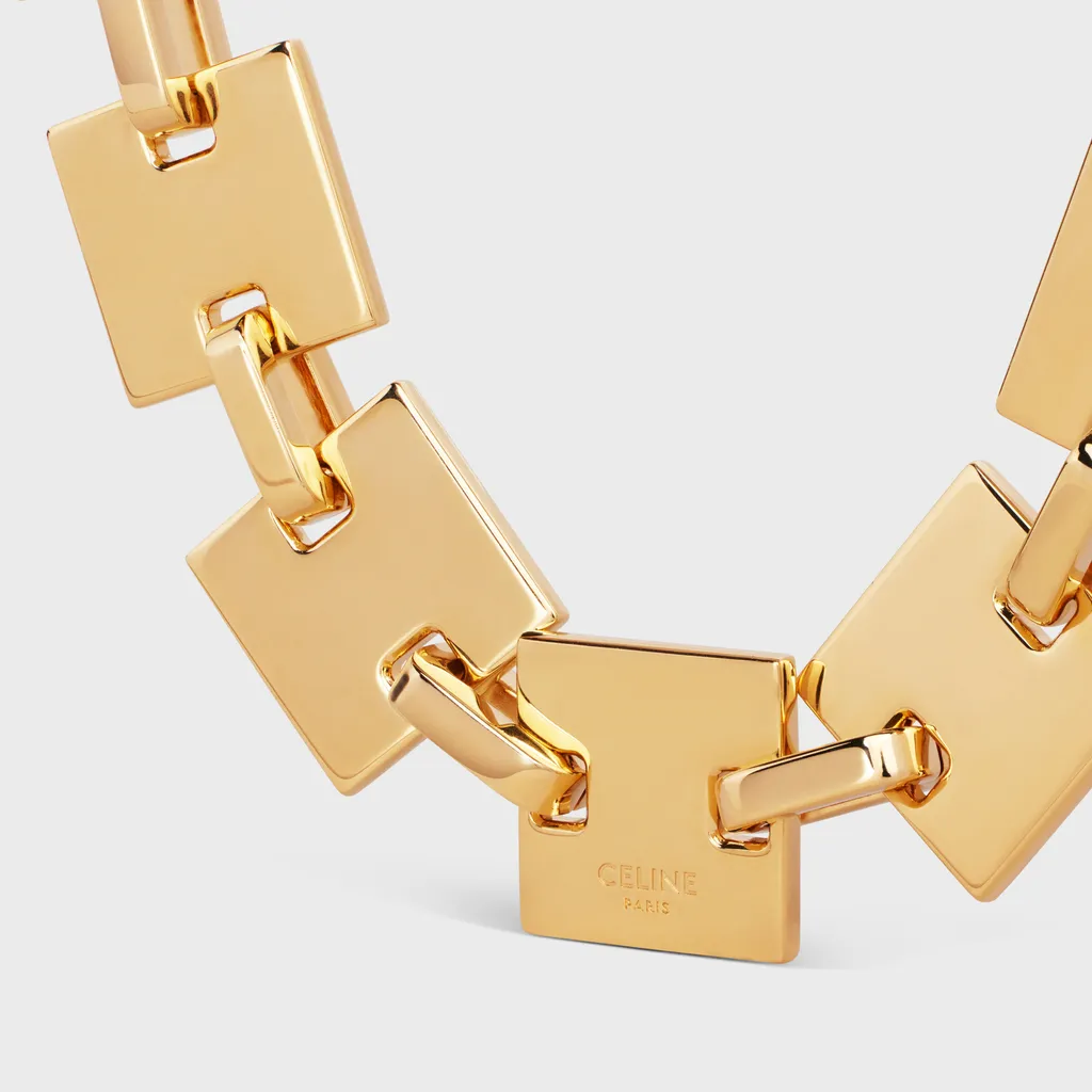 Square Necklace In Brass With Gold Finish