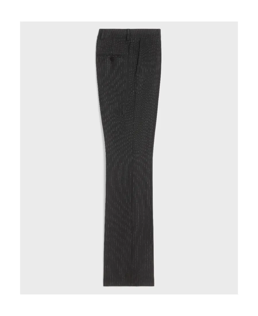 Flared Cropped Pants In Striped Flannel