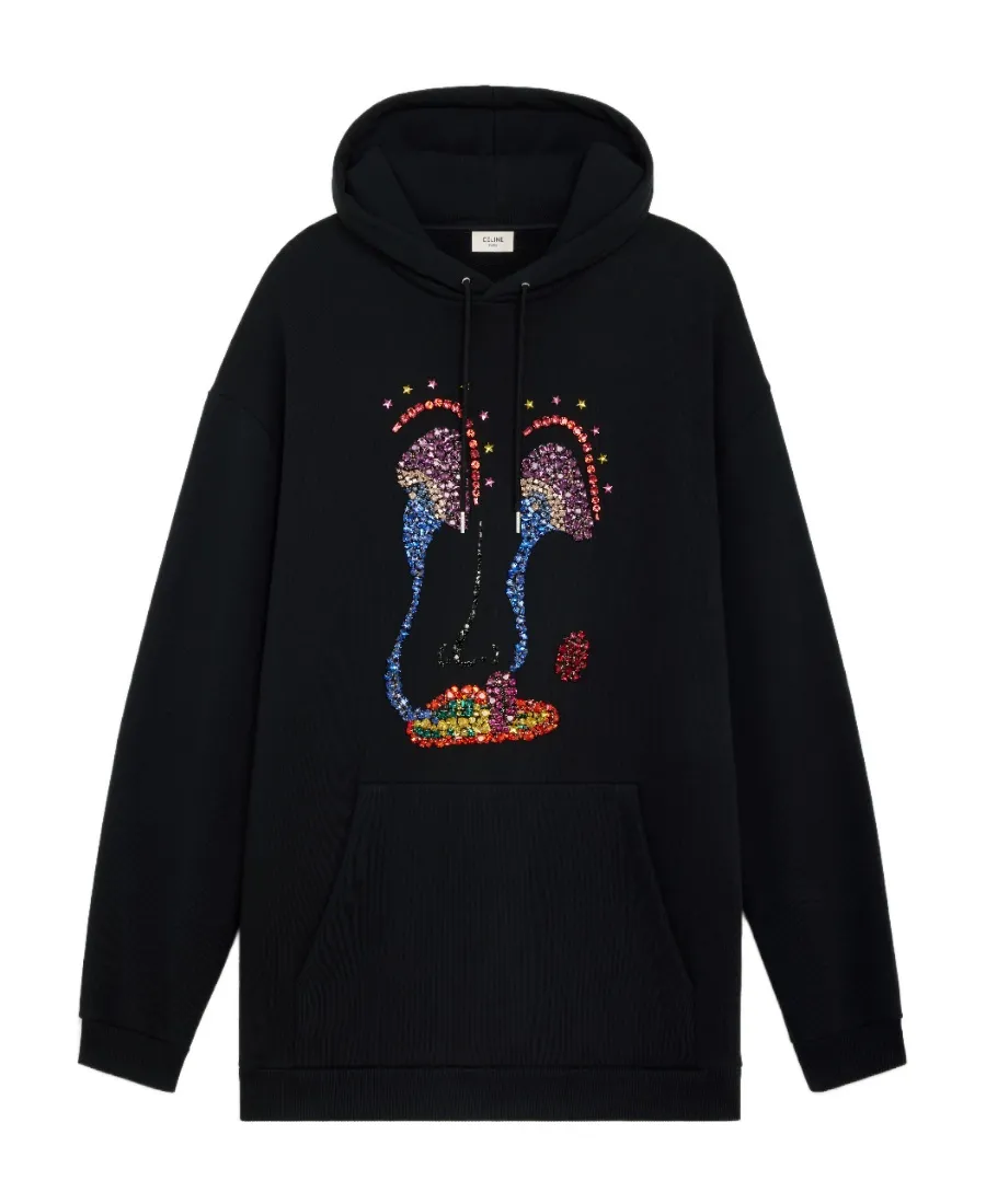 Hoodie In Cotton Fleece With Artist Embroidery