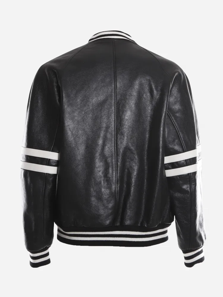 Oversized Calfskin Varsity-Style Jacket