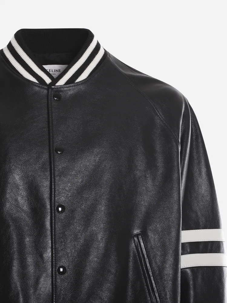 Oversized Calfskin Varsity-Style Jacket