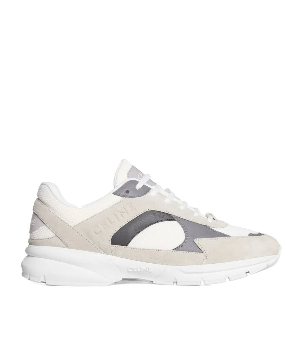 Runner Cr-03 Low Lace-Up Sneaker In Mesh, Suede Calfskin And Calfskin