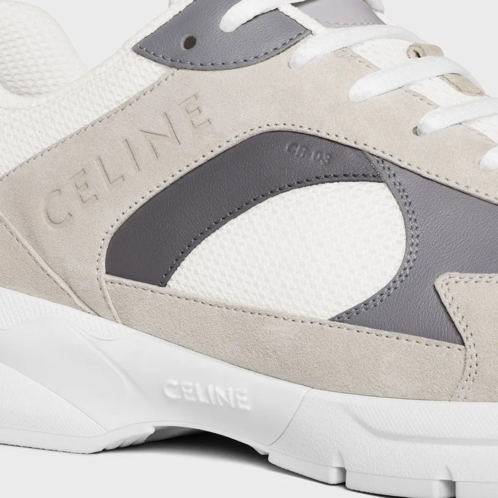 Runner Cr-03 Low Lace-Up Sneaker In Mesh, Suede Calfskin And Calfskin
