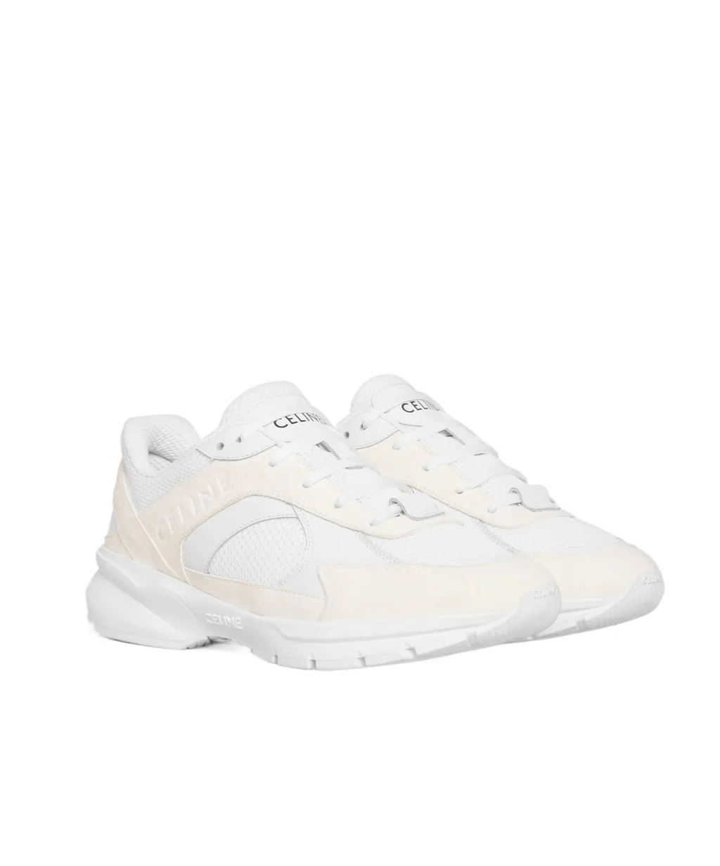 Runner Cr-03 Low Lace-Up Sneaker In Mesh, Suede Calfskin And Calfskin