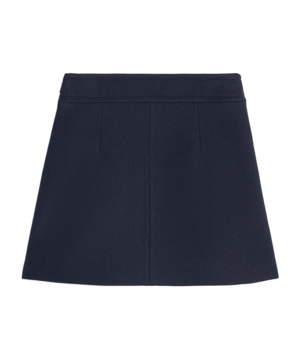 Trapeze Mini Skirt In Double Faced Wool Tricotine