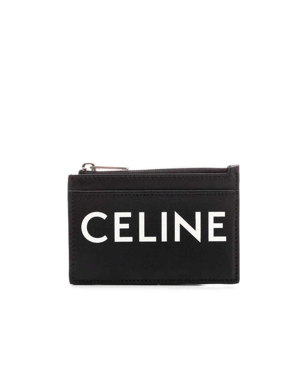Zipped Card Holder In Smooth Calfskin With Celine Print